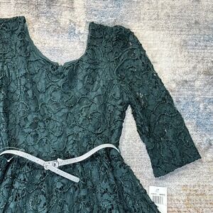 Knit Works Juniors Lace Dress Size‎ 14 Emerald Green Holiday Party NWT Belted